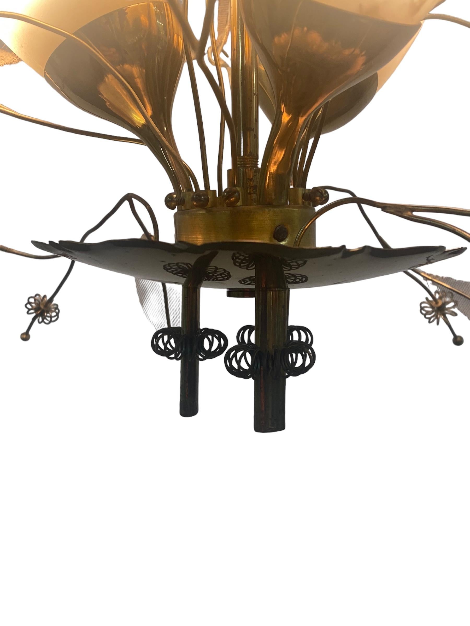 Laiton Paavo Tynell Lampe de plafond Bouquet de mariée 