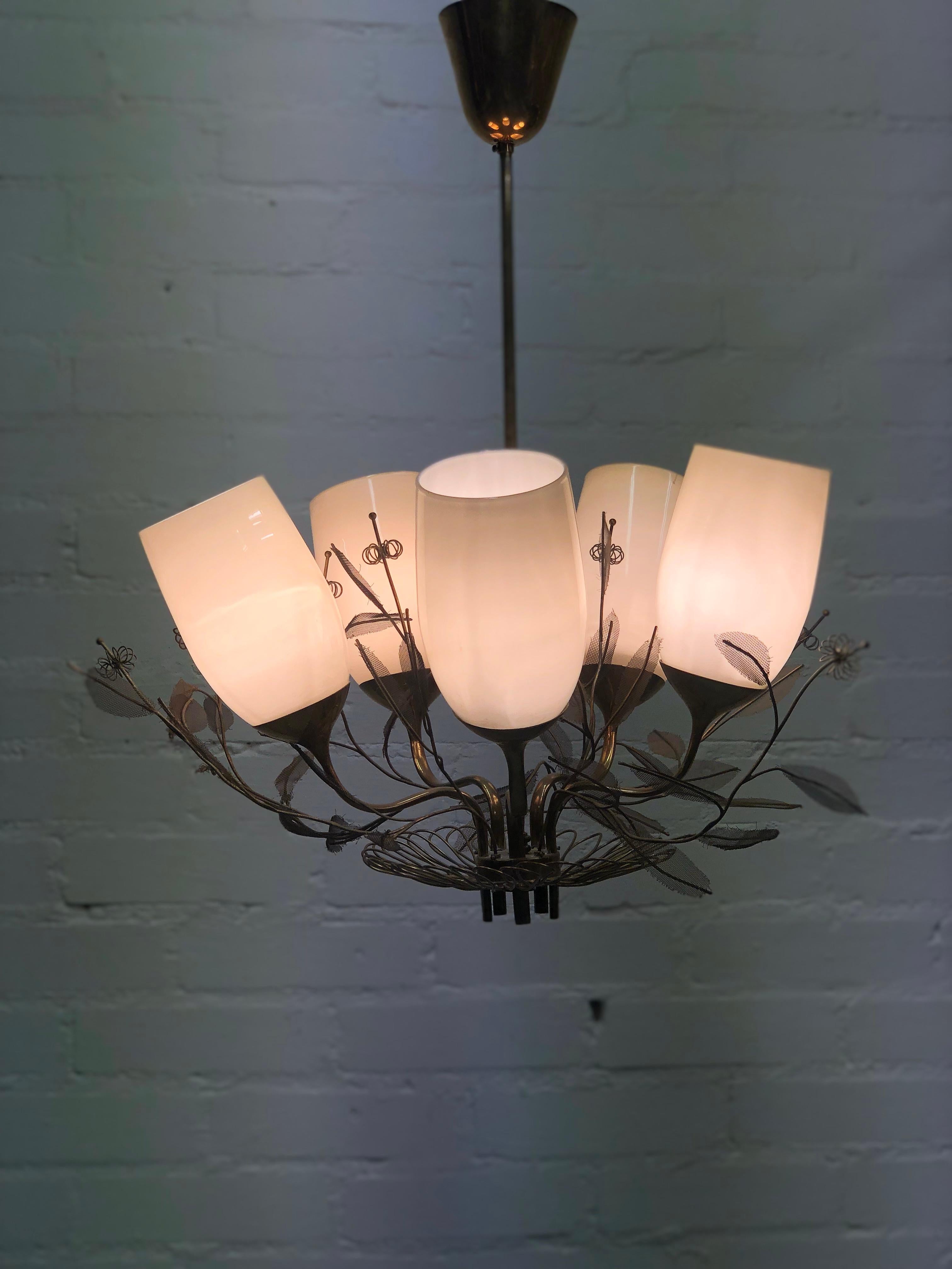 Finnish Paavo Tynell Chandelier 9029/5, Taito Oy For Sale