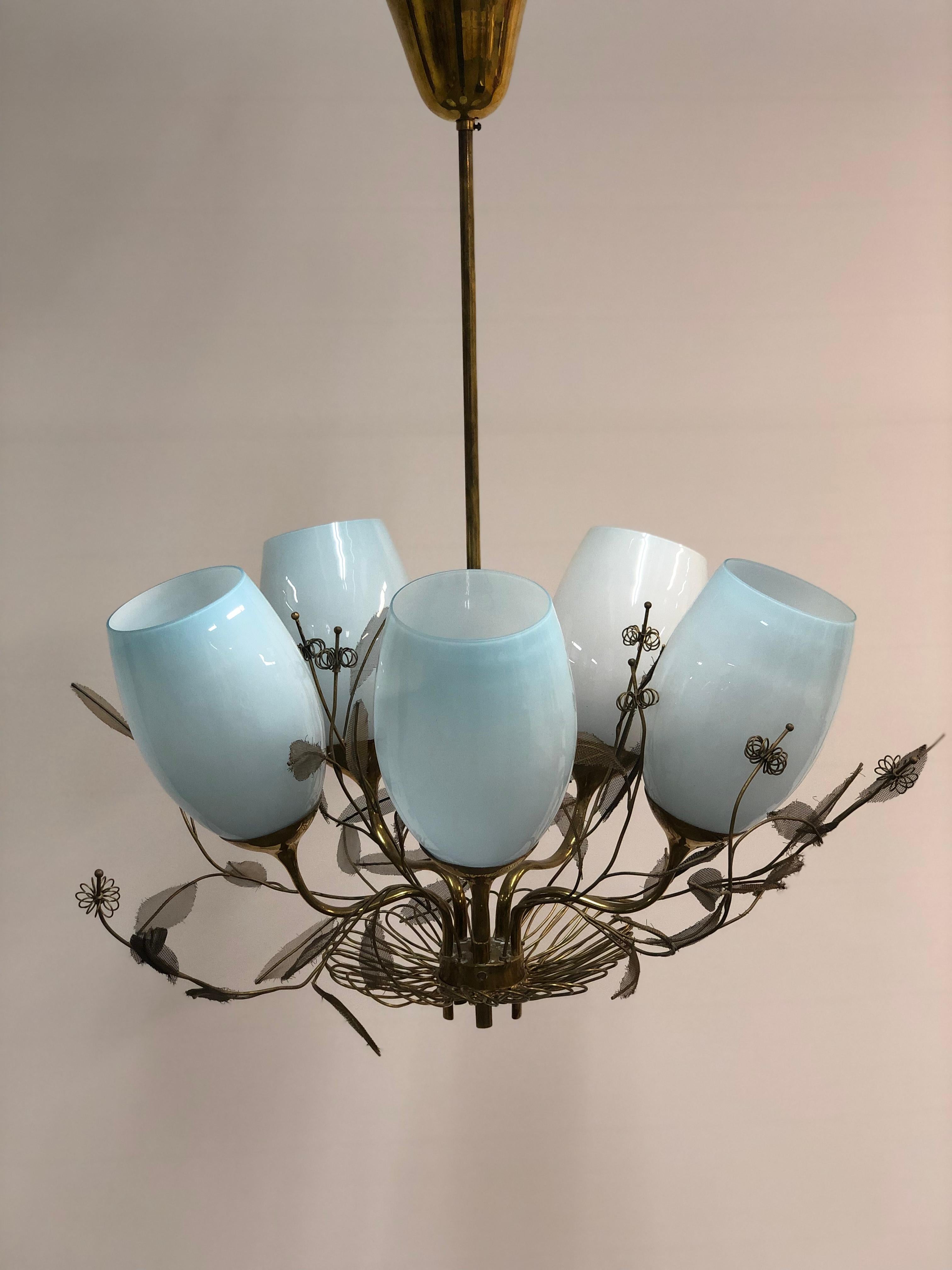 Mid-20th Century Paavo Tynell Chandelier 9029/5, Taito Oy