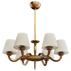 Paavo Tynell, Chandelier, Brass, Fabric, Cord, Finland, 1930s