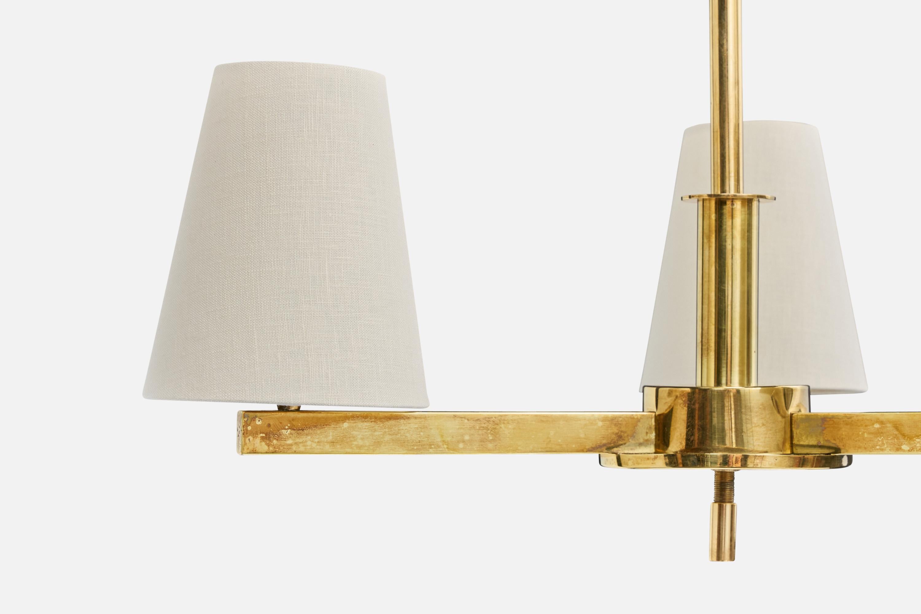 Mid-20th Century Paavo Tynell, Chandelier, Brass, Fabric, Finland, 1940s For Sale