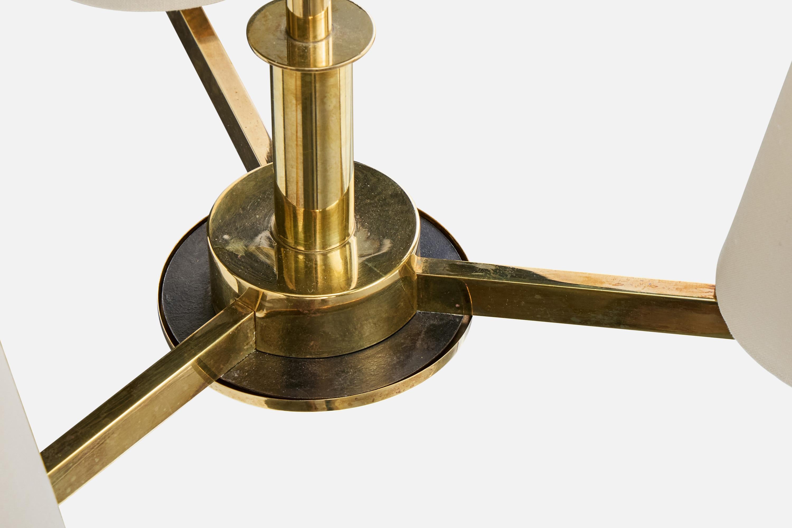 Paavo Tynell, Chandelier, Brass, Fabric, Finland, 1940s For Sale 2