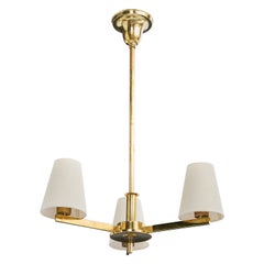 Paavo Tynell, Chandelier, Brass, Fabric, Finland, 1940s