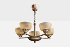 Paavo Tynell, Chandelier, Brass, Glass, Finland, 1930s