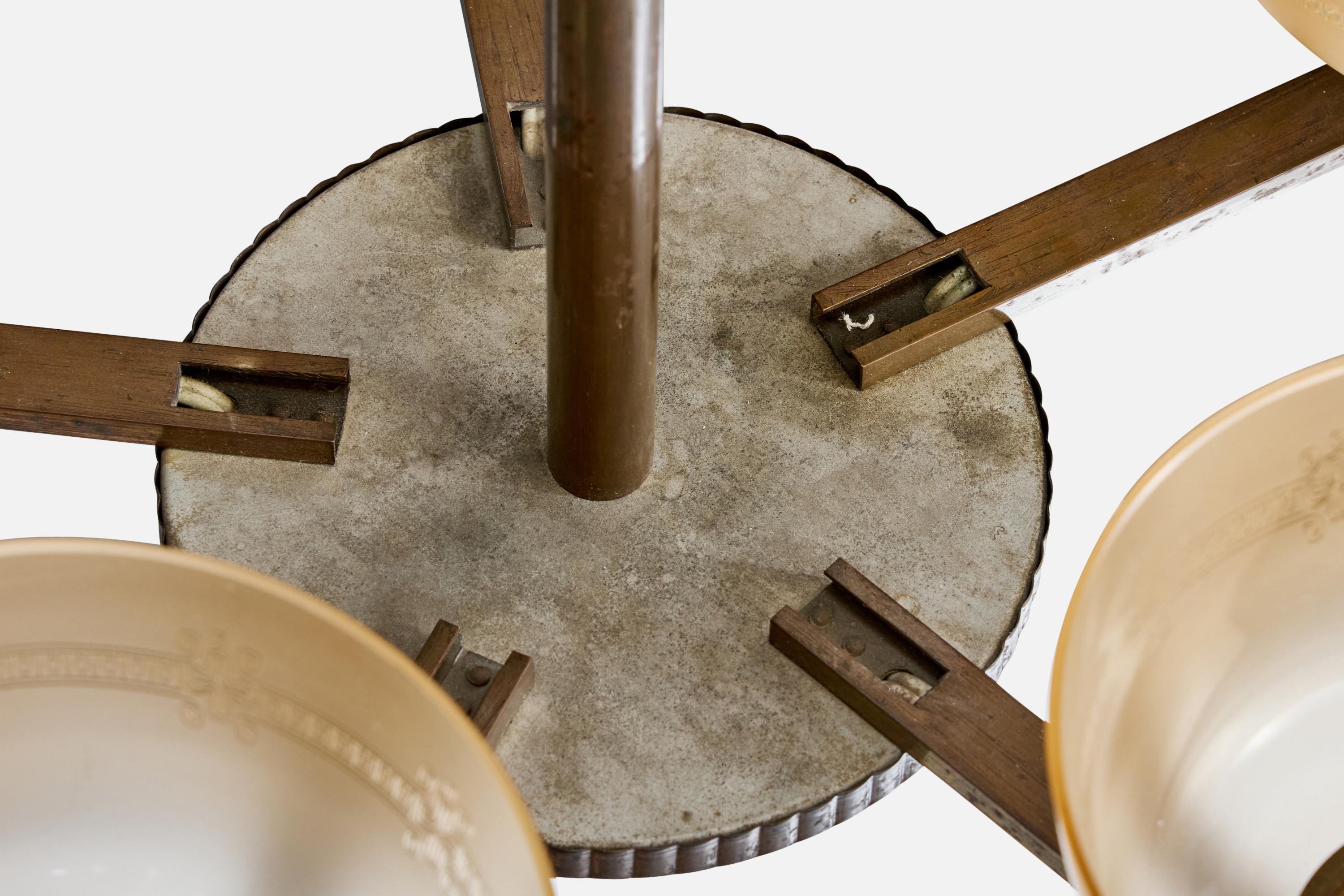 Paavo Tynell, Kronleuchter, Messing, Glas, Finnland, 1930er Jahre im Angebot 2