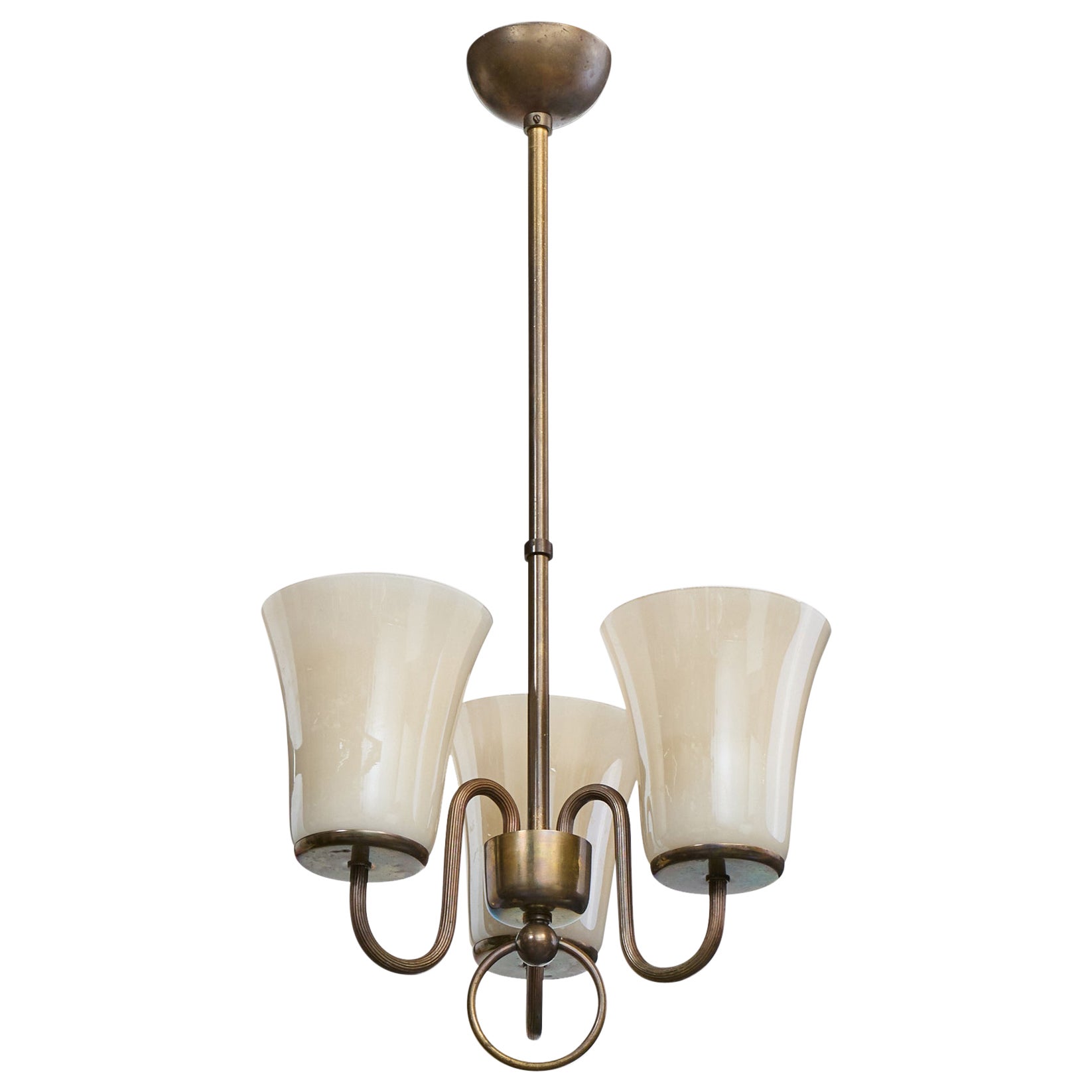 Paavo Tynell, Lampadario, Ottone, Vetro, Finlandia, anni '1940