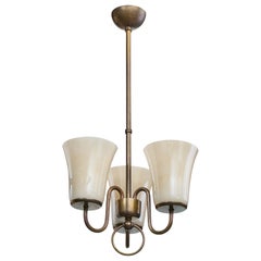 Paavo Tynell, lustre, laiton, verre, Finlande, années 1940