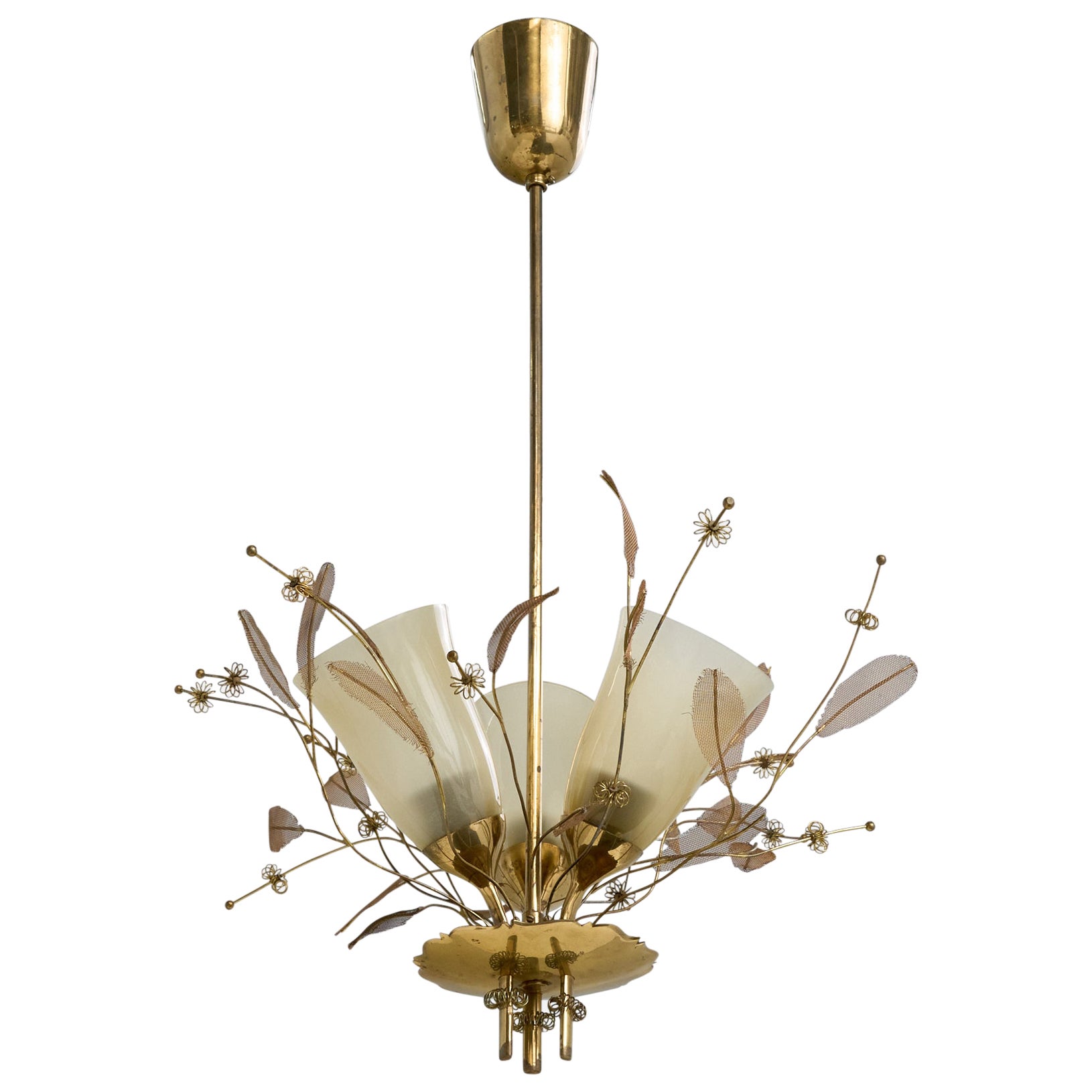 Paavo Tynell, Lampadario, Ottone, Vetro, Finlandia, anni '1950