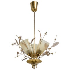 Paavo Tynell, Lampadario, Ottone, Vetro, Finlandia, anni '1950