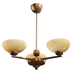 Paavo Tynell, Lampadario, Ottone, Legno, Vetro, Finlandia, anni '30