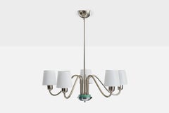 Paavo Tynell, Chandelier, Chrome, Metal, Fabric, Finland, 1940s