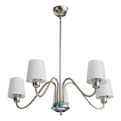 Paavo Tynell, Chandelier, Chrome, Metal, Fabric, Finland, 1940s