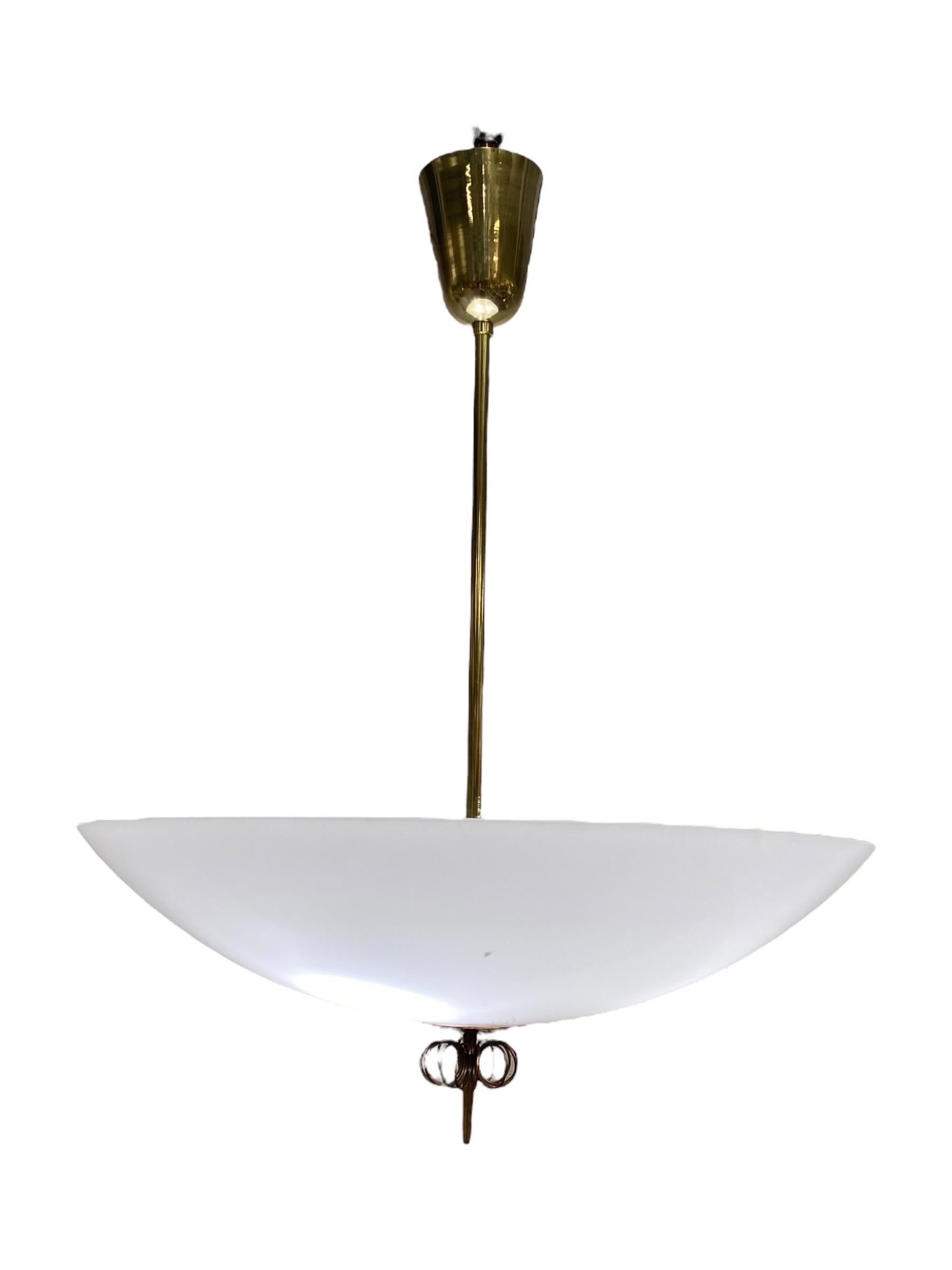 Lustre Paavo Tynell en laiton et verre Modèle n°. 1088, Idman 1950s en vente 3
