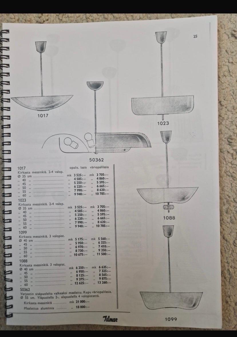 Lustre Paavo Tynell en laiton et verre Modèle n°. 1088, Idman 1950s en vente 6