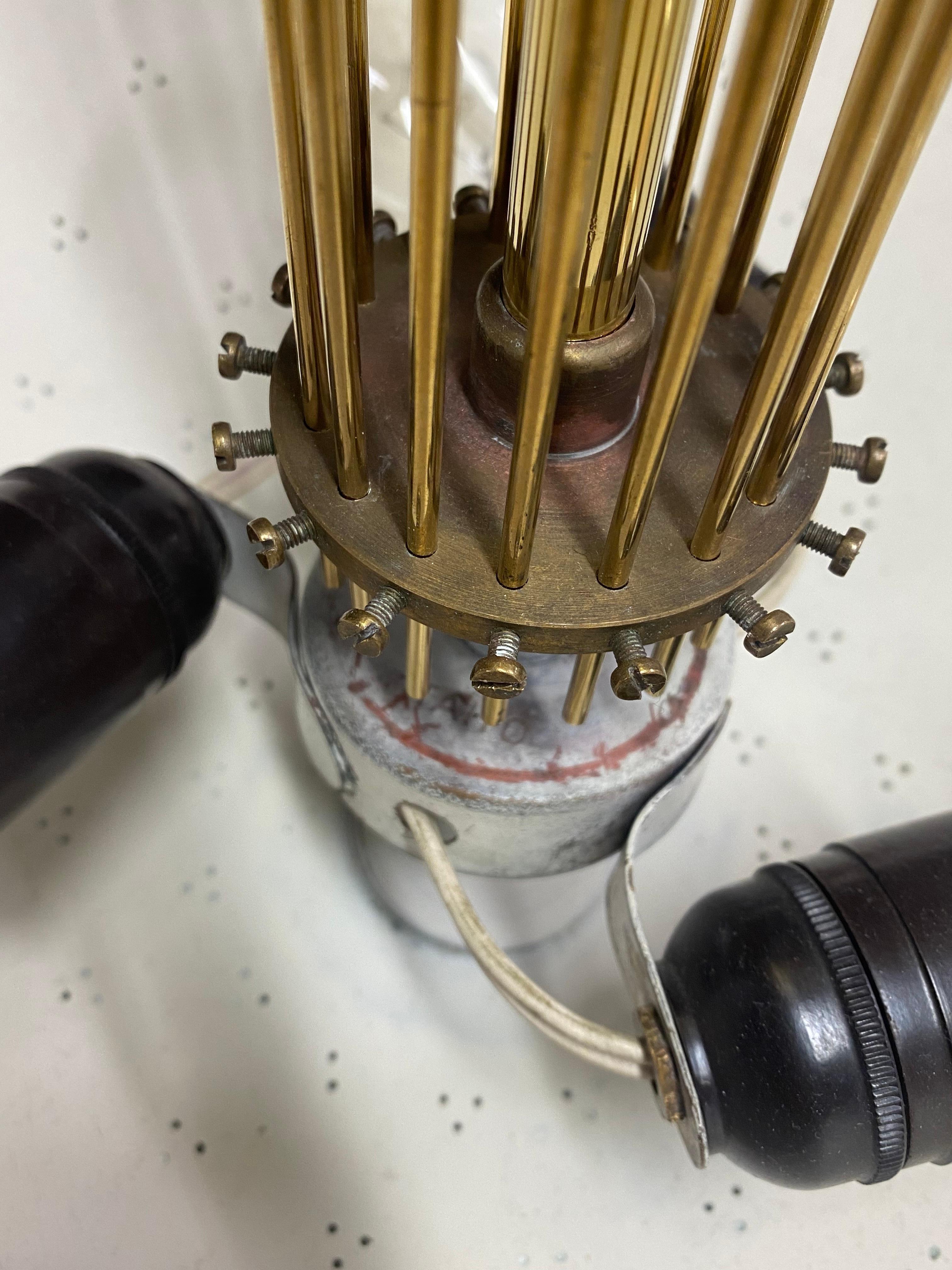 Rare Paavo Tynell Chandelier in Perforated Brass & Wire Decoration, Taito 1950s For Sale 6