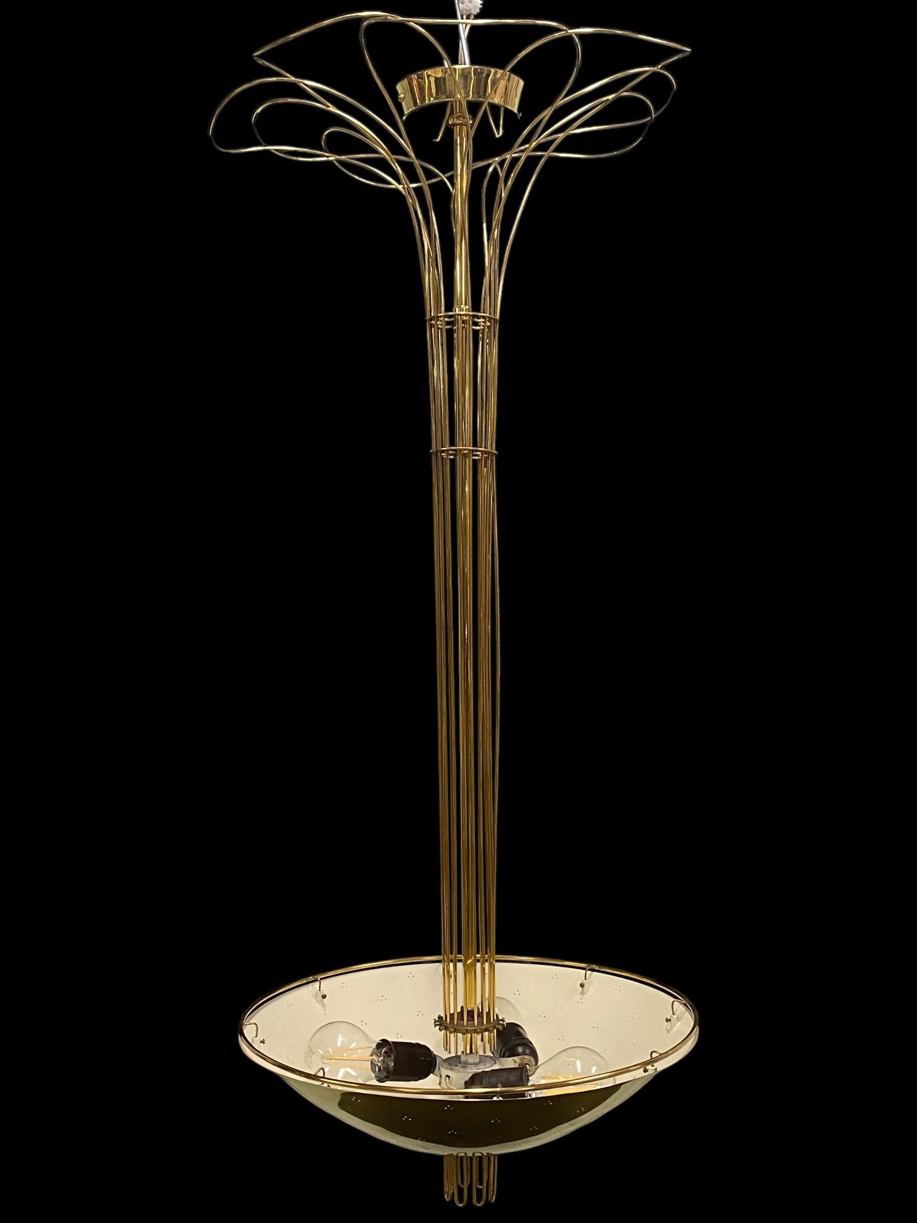 Finnish Paavo Tynell Chandelier In Brass, Taito Oy