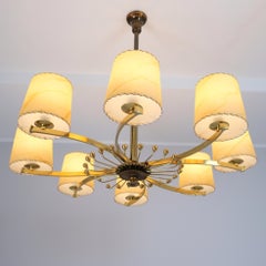 Paavo Tynell Commissioned Ceiling Lamp, Brass, Bronze & Parchment, Taito 1930s