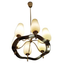 Paavo Tynell Commissioned Chandelier in Brass and Glass, 1940s
