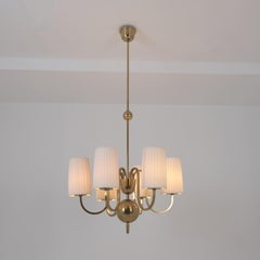 Paavo Tynell Commissioned Chandelier in Brass & Fabric, Taito 1940s