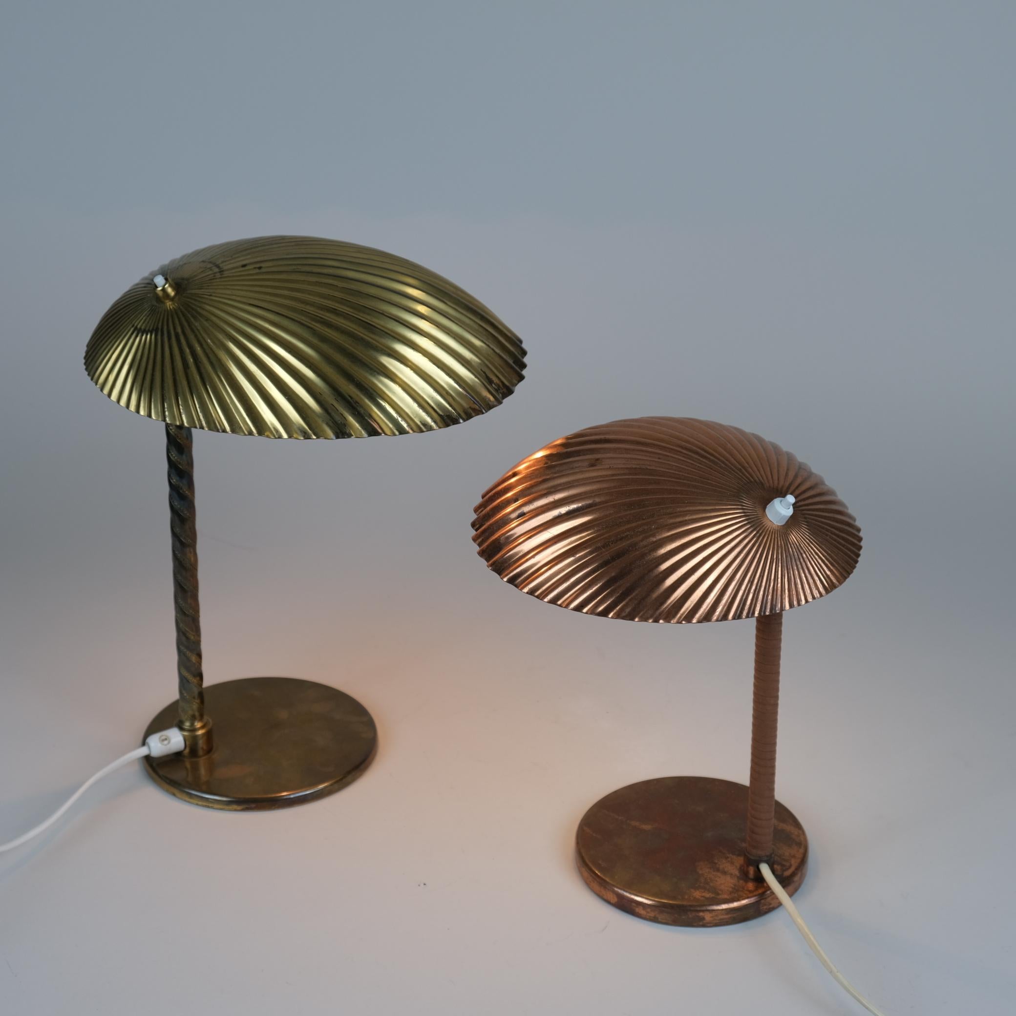 Paavo Tynell Copper Sea Shell Table Lamp Model 5321, Taito Oy 1940s For Sale 3
