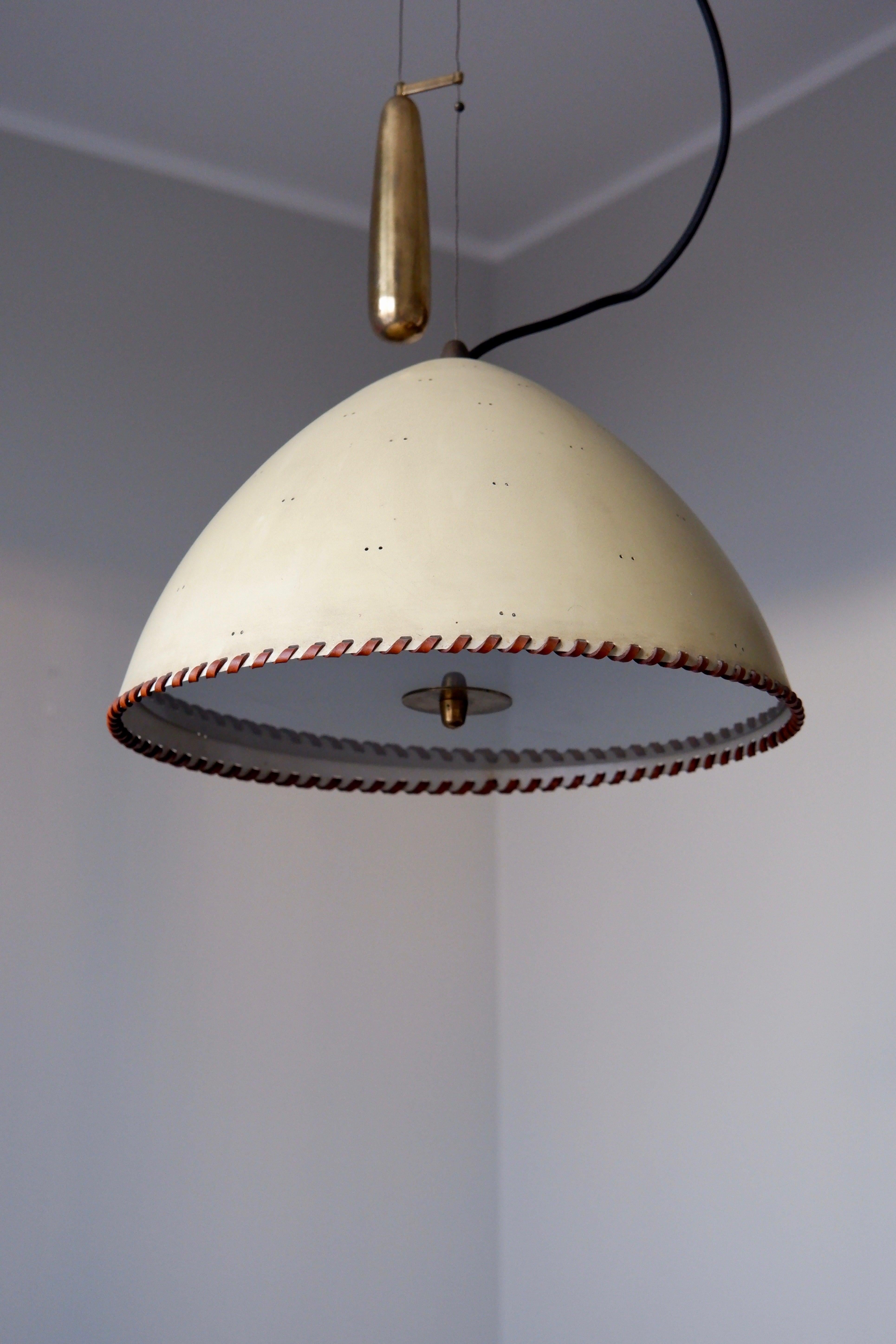 Finnish Paavo Tynell counter weight pendant light model A1983, Taito OY, circa 1940 For Sale
