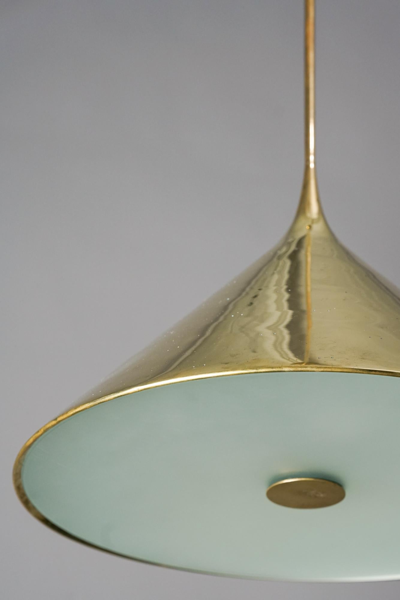 Paavo Tynell Custom Order Pendant in Brass and Glass, 1950s 1