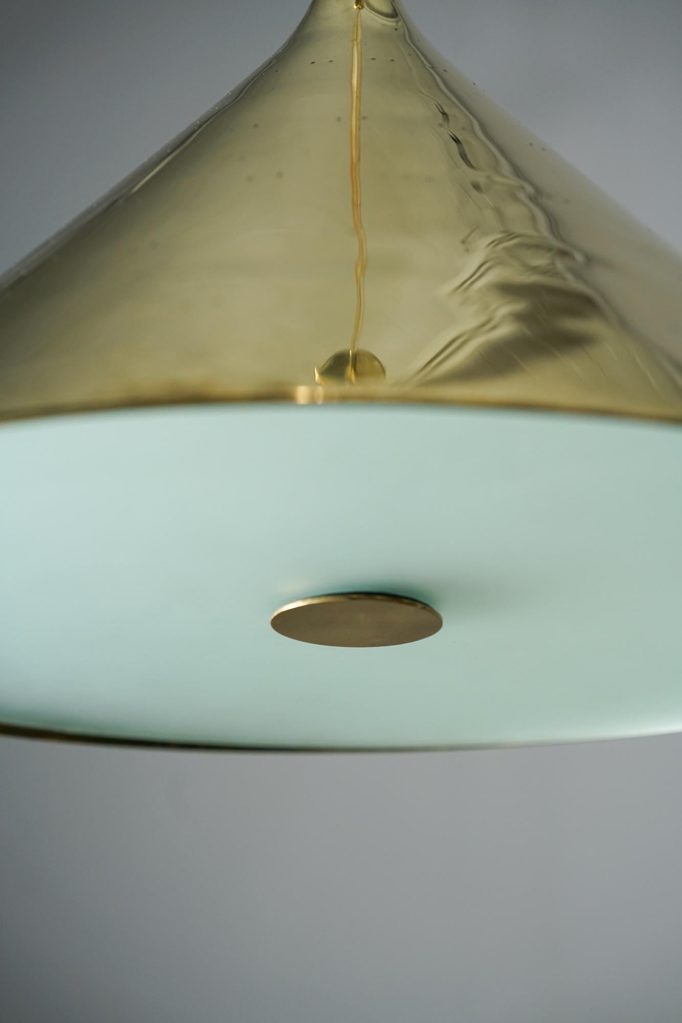 Paavo Tynell Custom Order Pendant in Brass and Glass, 1950s 3