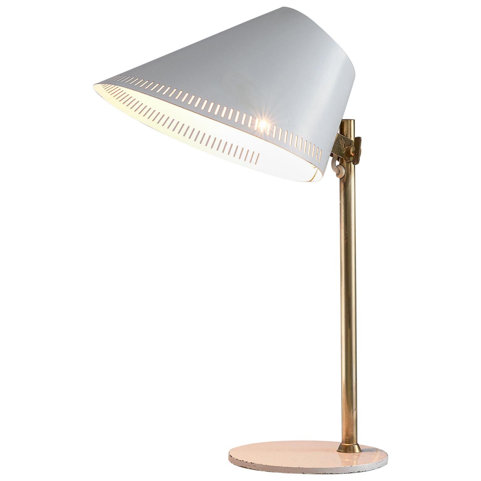 Paavo Tynell for Idman Desk Lamp in Brass with White Aluminum Shade