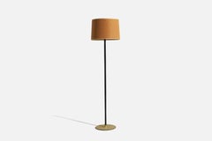 Paavo Tynell, Floor Lamp, Lacquered Metal, Raffia, Brass, Taito Finland, 1950s
