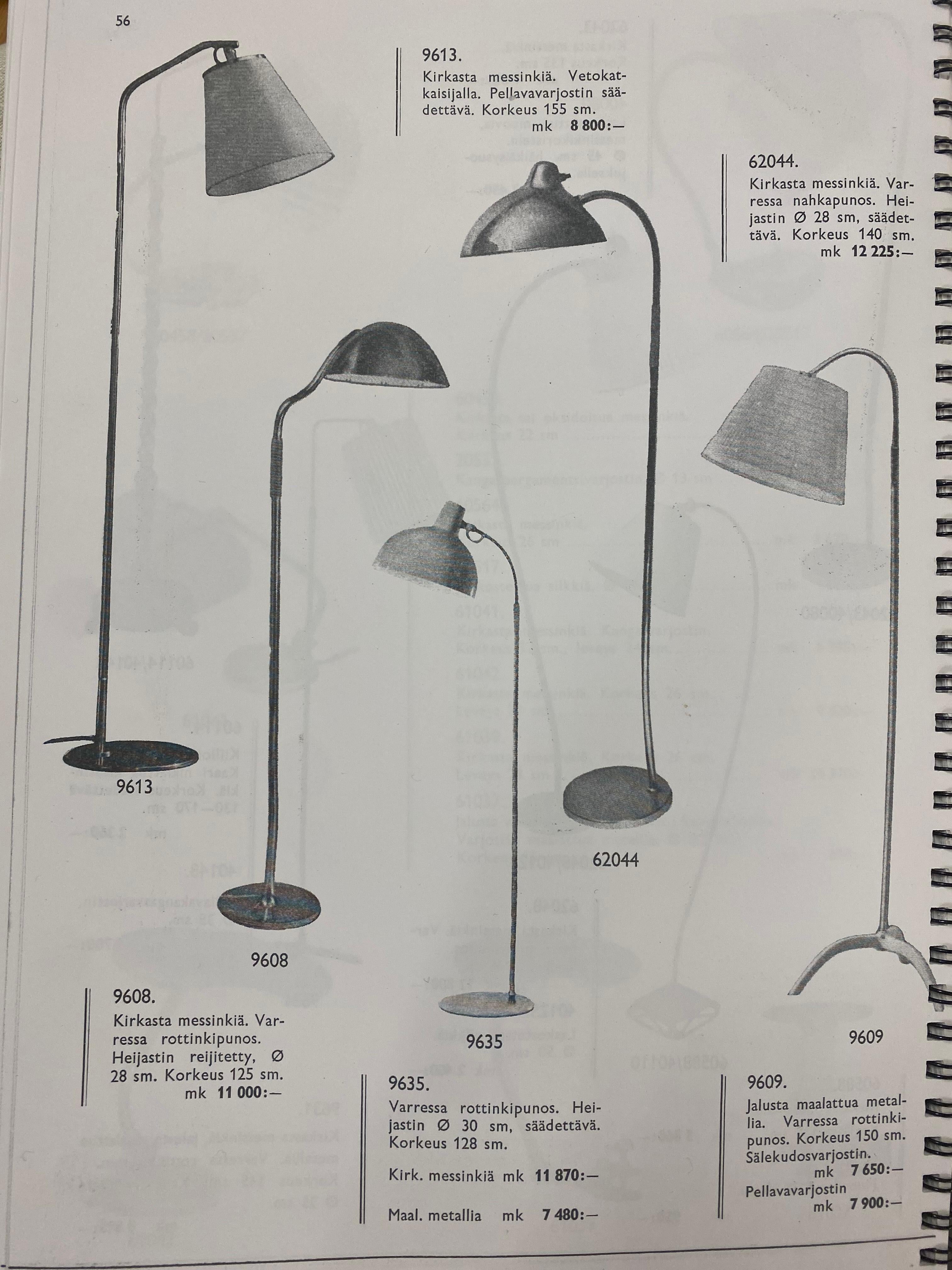 Finnish Paavo Tynell Floor Lamp model. 9609, Taito