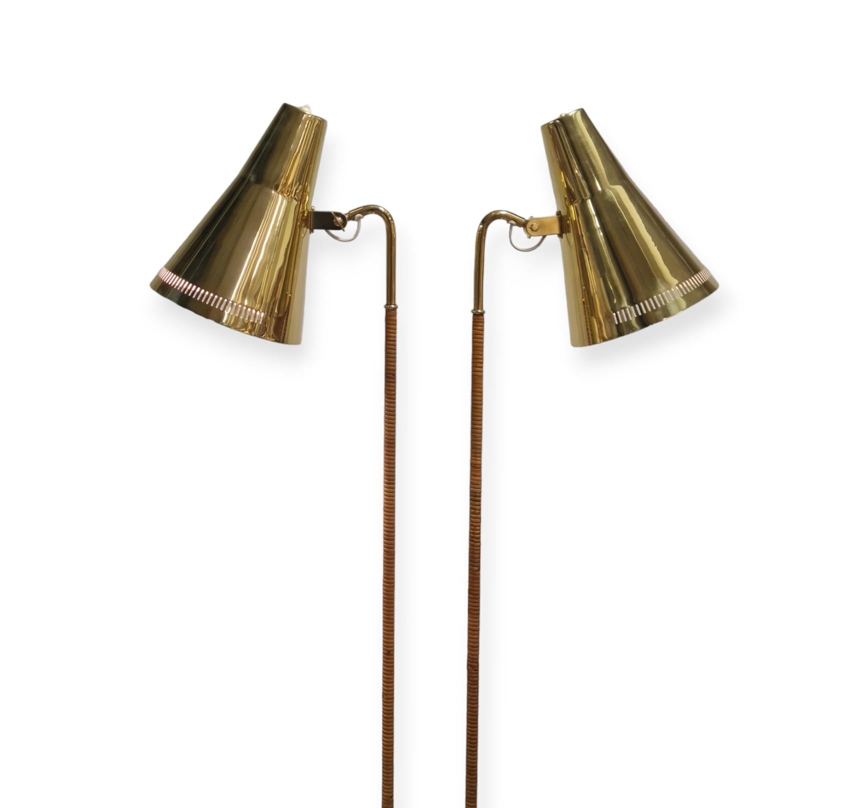 Brass A Pair of Paavo Tynell Floor Lamps Model '9628'  for Taito For Sale