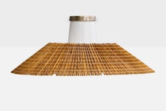 Paavo Tynell, Flush Mount, Glas, Nickel, Rattan, Finnland, 1930er Jahre