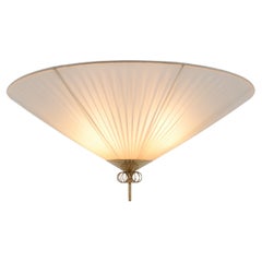 Paavo Tynell Flush Mount in Brass & Vinyl For Taito, Finland 1950