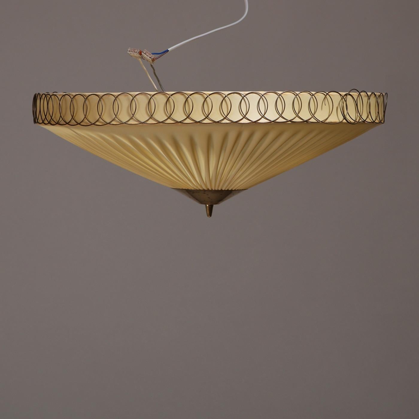 Finnish Paavo Tynell for Idman '20399' Flush Mount Ceiling Lamp in Brass, Finland 1950s For Sale