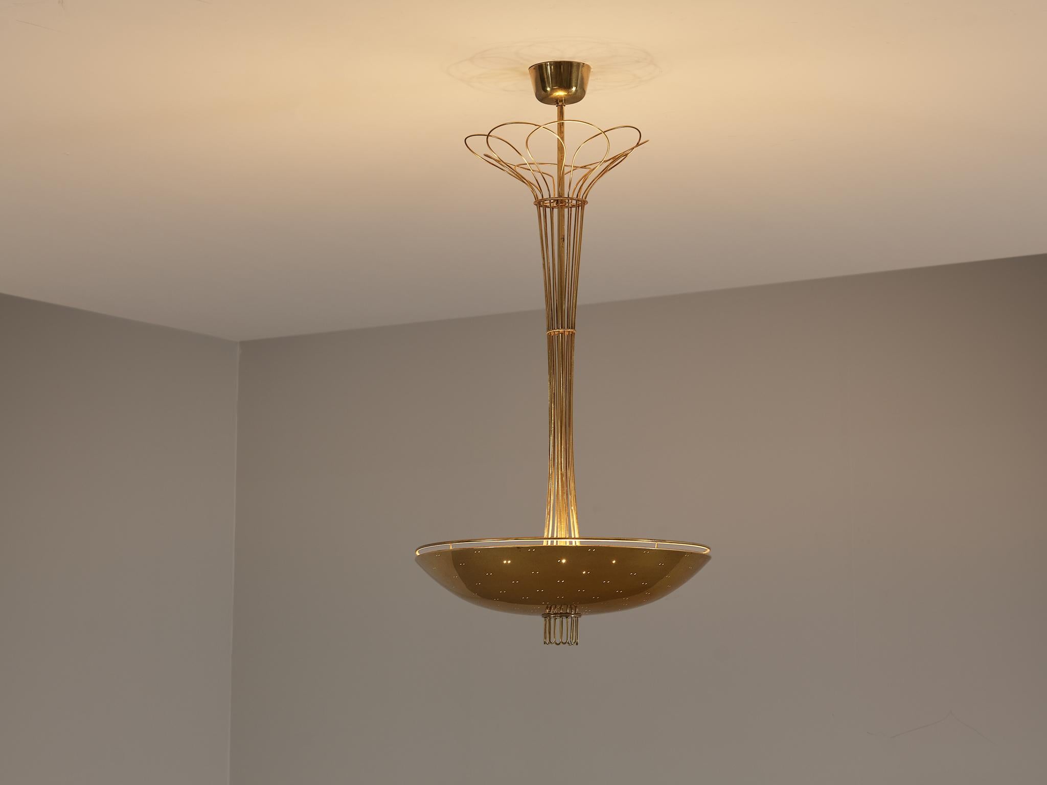 Paavo Tynell for Idman Chandelier in Brass  In Good Condition In Waalwijk, NL