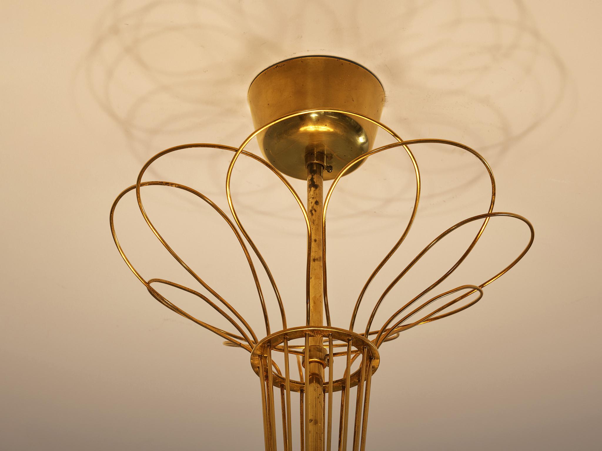 Alluminio Lampadario Paavo Tynell per Idman in ottone in vendita