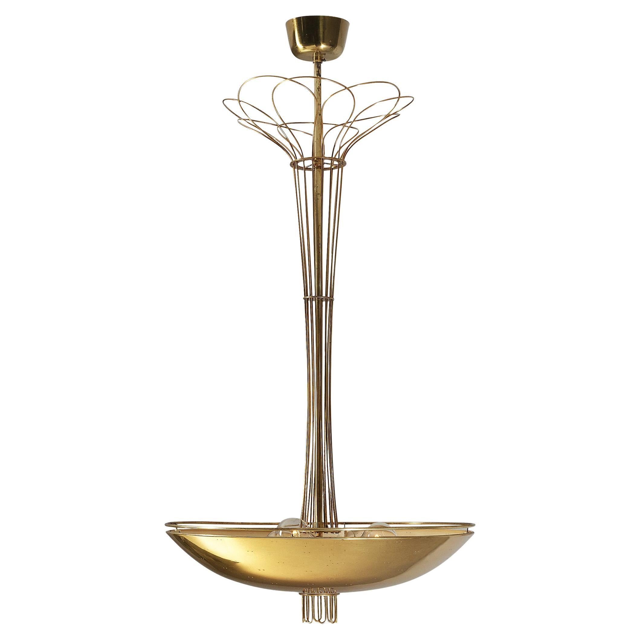 Paavo Tynell for Idman Chandelier in Brass 
