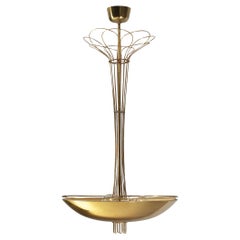 Vintage Paavo Tynell for Idman Chandelier in Brass 