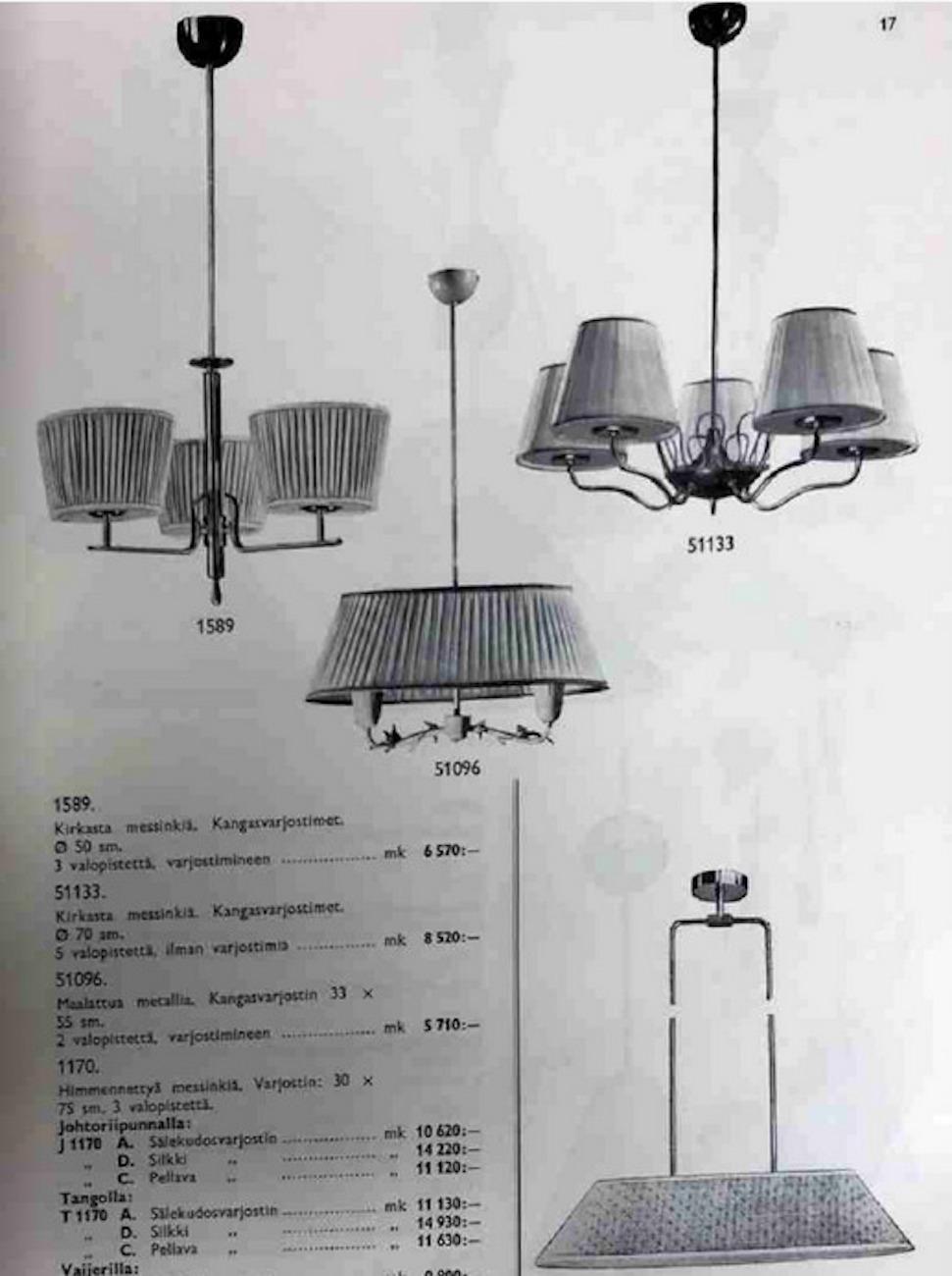 Paavo Tynell, per Idman modello 51096, ferro, ottone e paralume in legno. circa 1940 in vendita 11