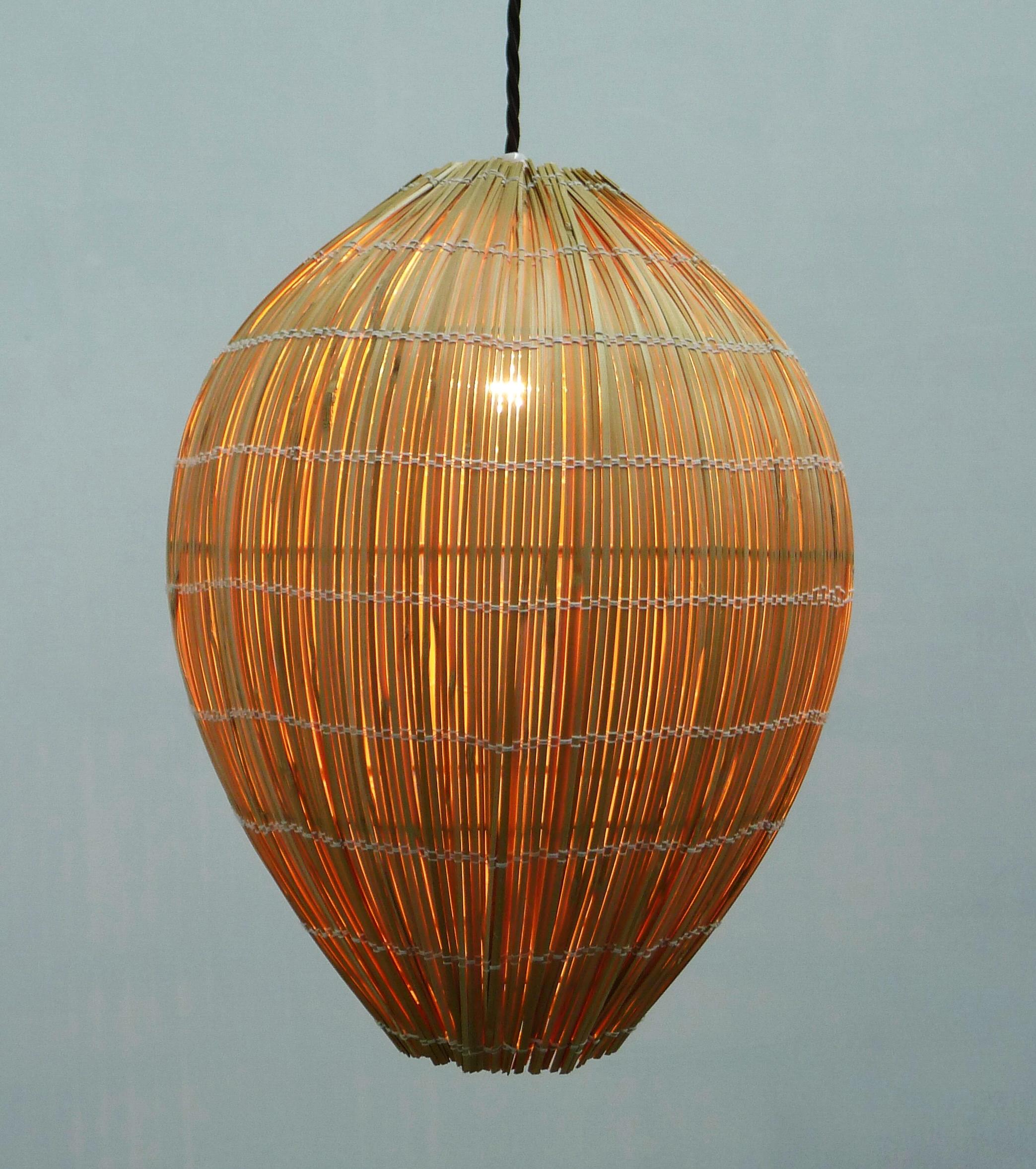 Paavo Tynell for Idman Oy, Beehive Pendant Wall Light, Rattan and Brass, 1940s 2