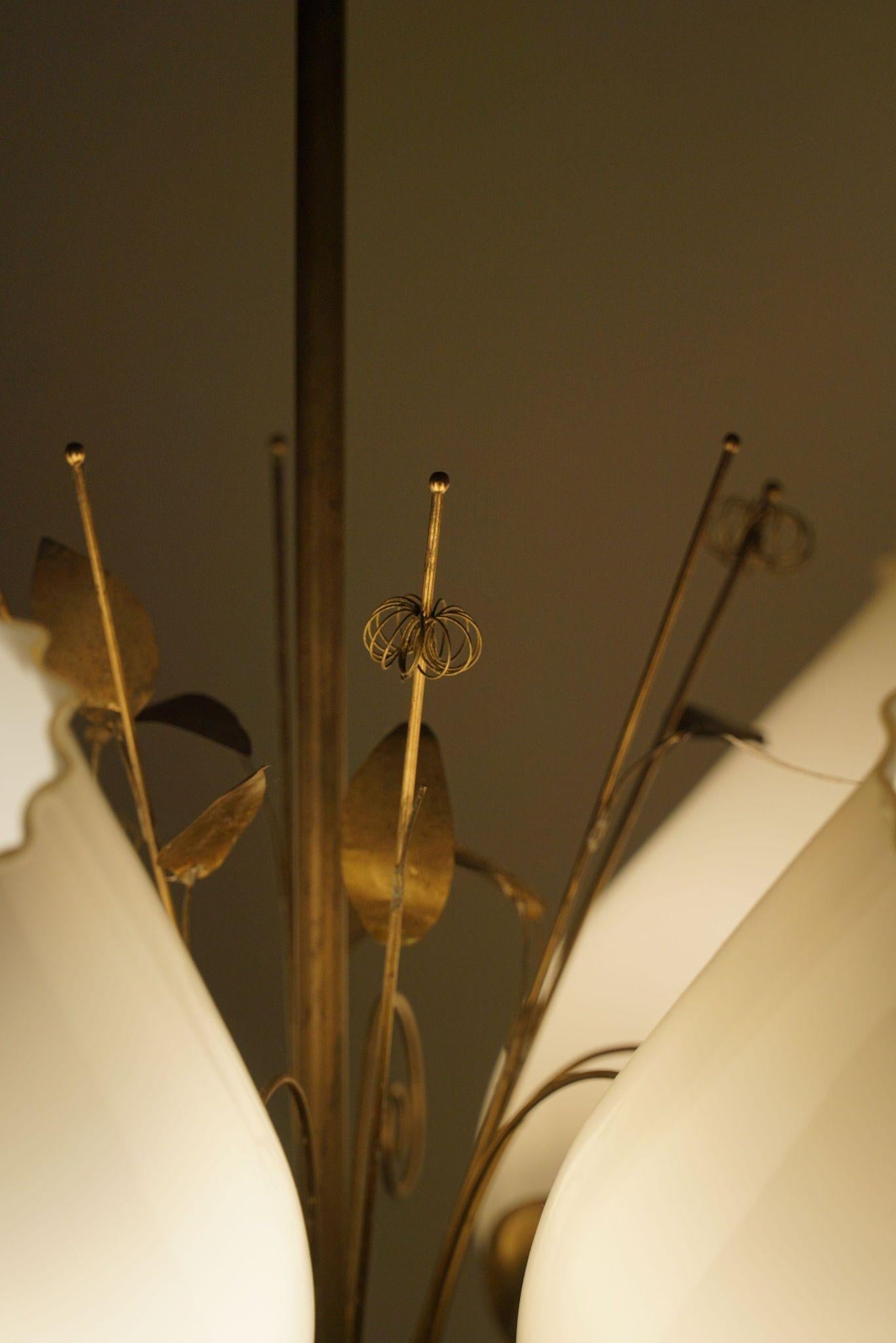 Paavo Tynell for Idman OY, Chandelier in Brass & Glass, Finland, 1940s For Sale 5