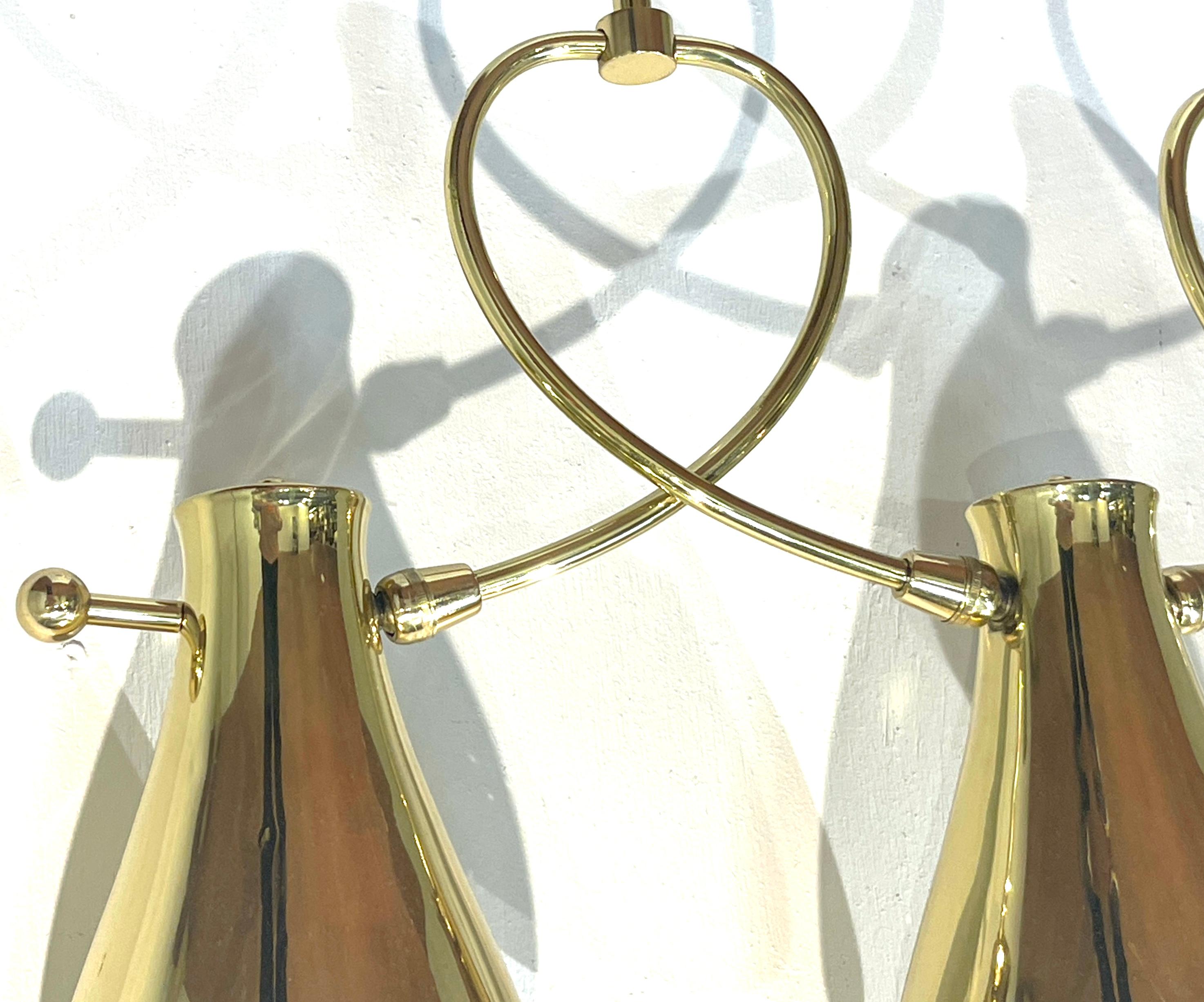 Paavo Tynell for Lightolier, Large Brass Pendant Lamp/ Chandelier, 1950s For Sale 6