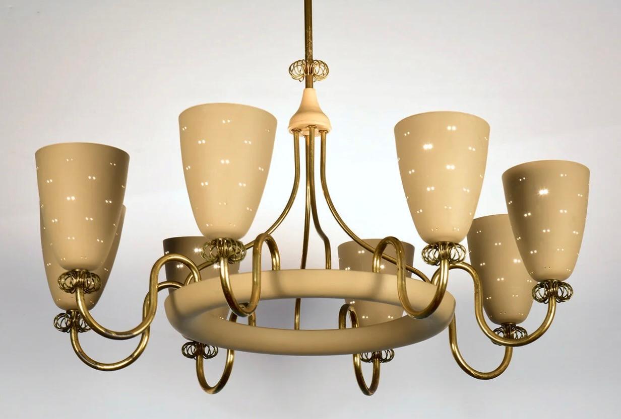 Paavo Tynell für Lightolier Seltener Ballerina Acht-Licht-Kronleuchter 1950er Jahre (Kanadisch) im Angebot