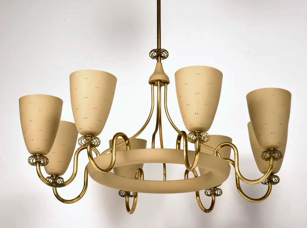 Paavo Tynell für Lightolier Seltener Ballerina Acht-Licht-Kronleuchter 1950er Jahre im Angebot 2