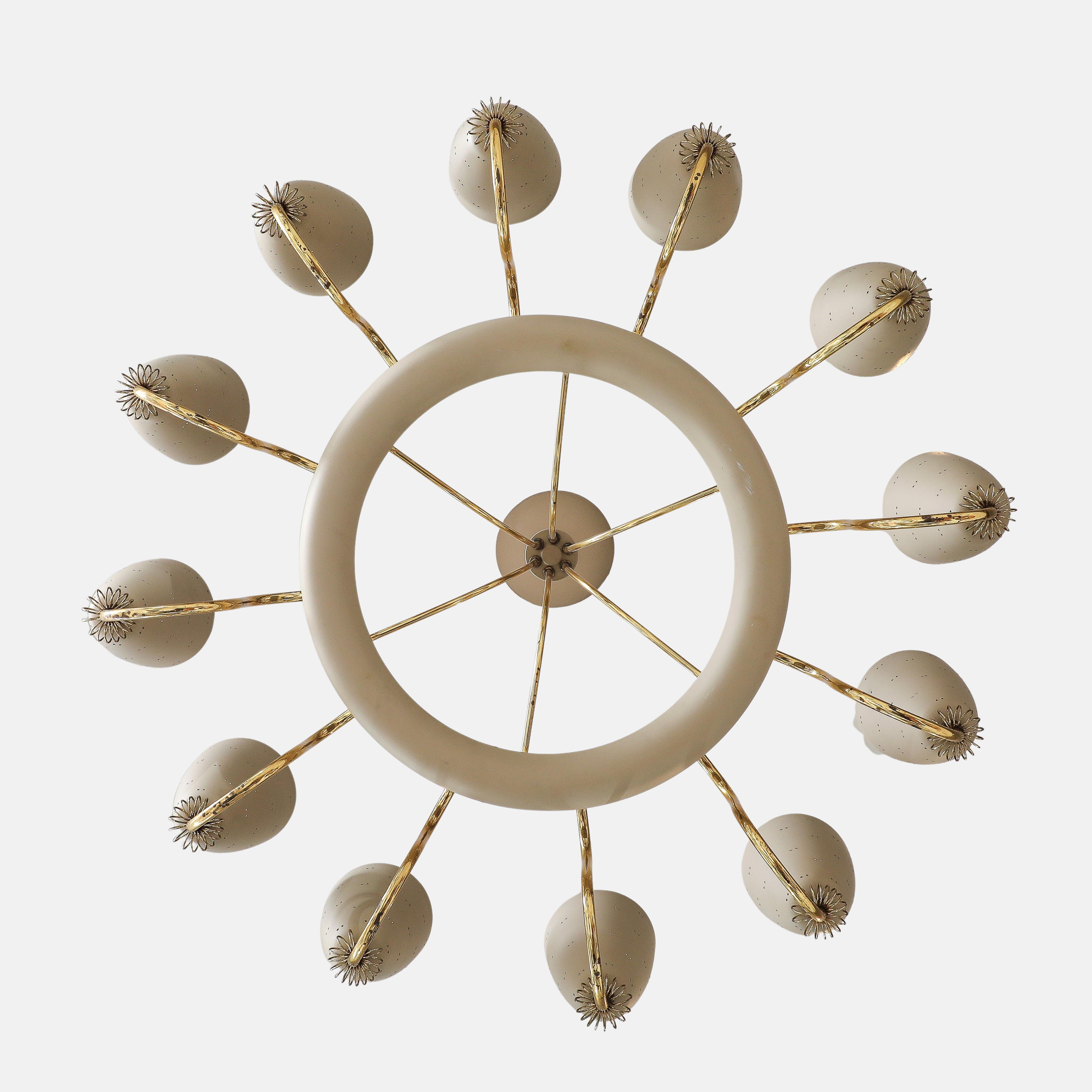 Paavo Tynell for Lightolier Rare Large Ballerina Twelve-Light Chandelier, 1950s For Sale 2