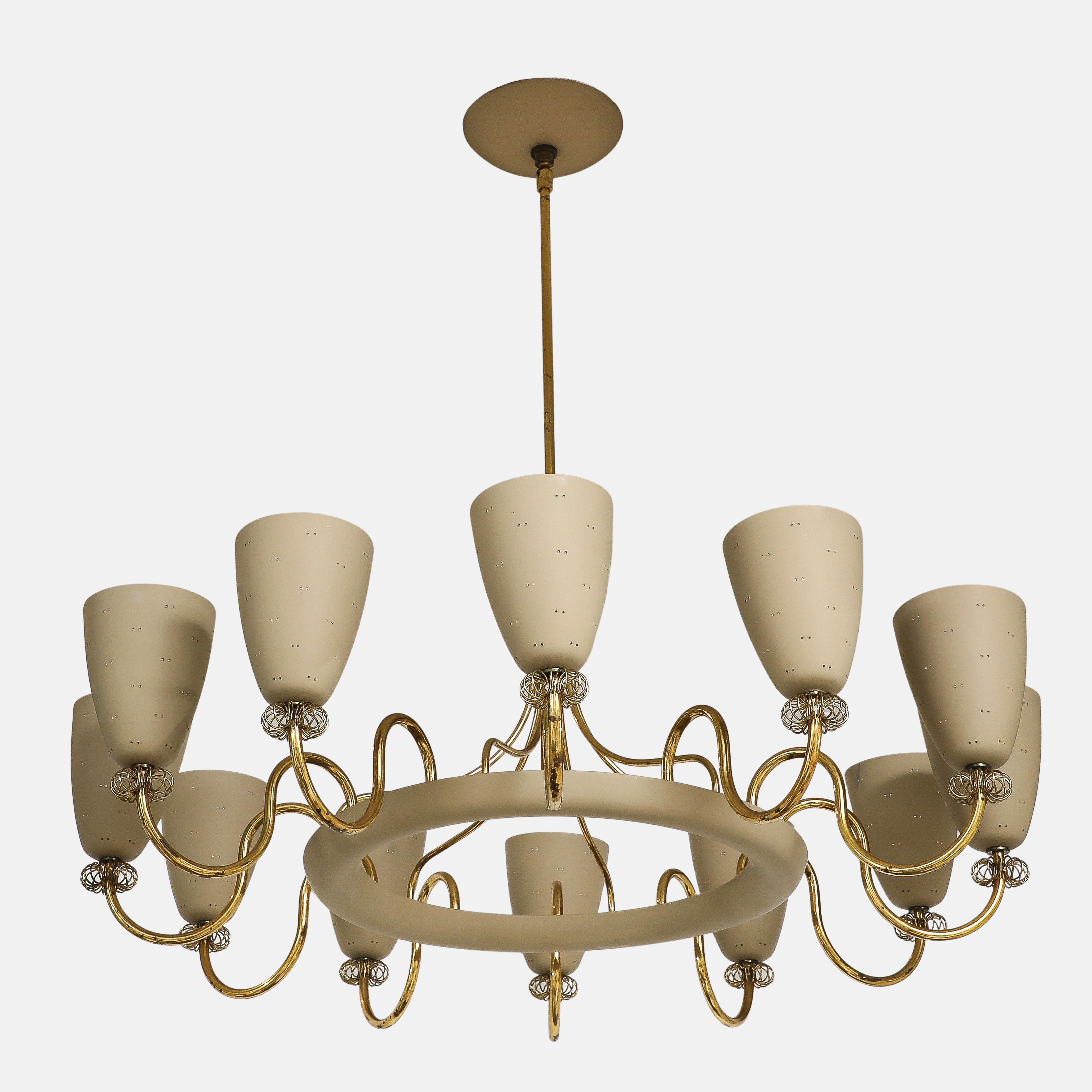 Mid-Century Modern Paavo Tynell for Lightolier Rare Large Ballerina Twelve-Light Chandelier, 1950s For Sale