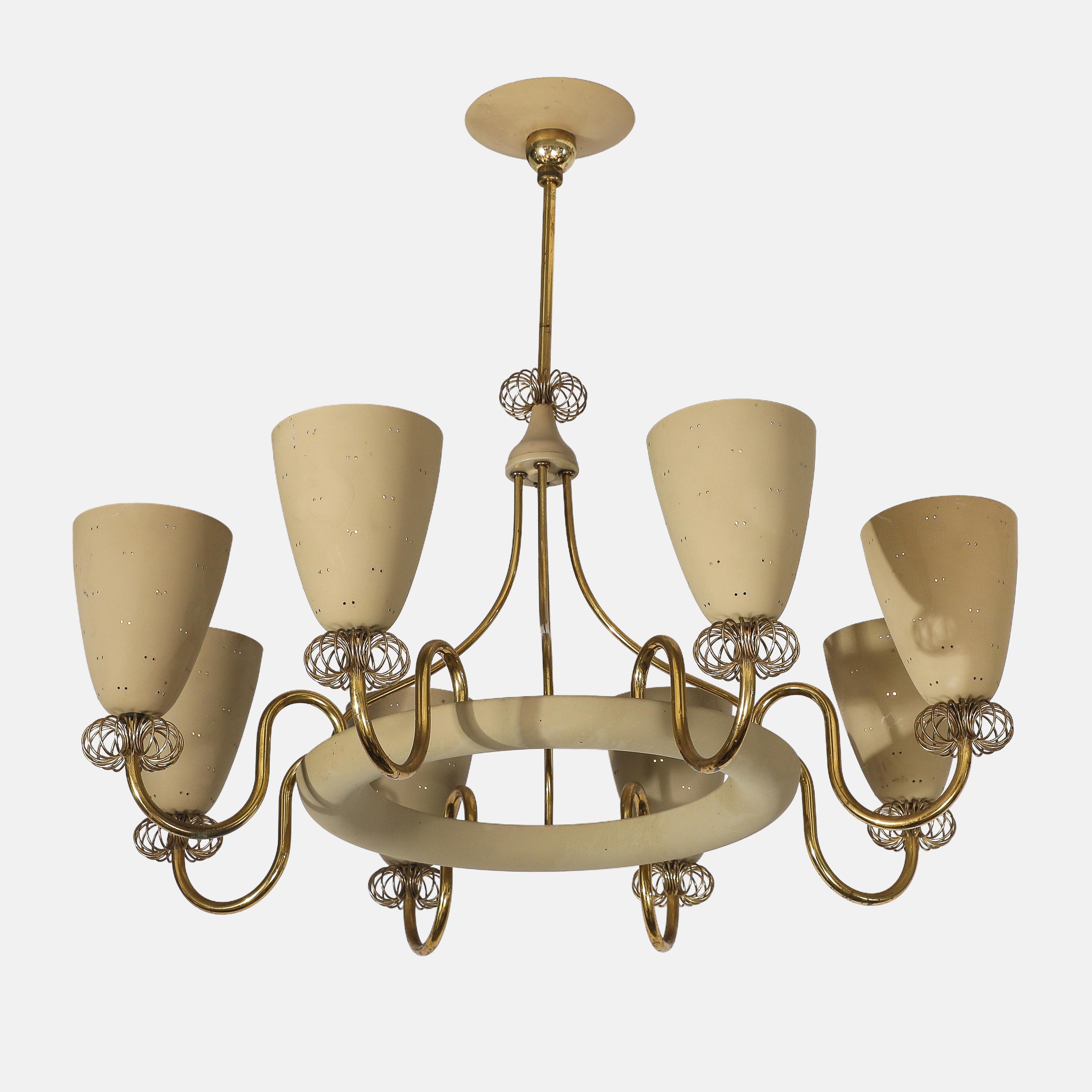 Mid-Century Modern Paavo Tynell pour Lightolier Lustre à huit lumières Rare Ballerina, années 1950 en vente