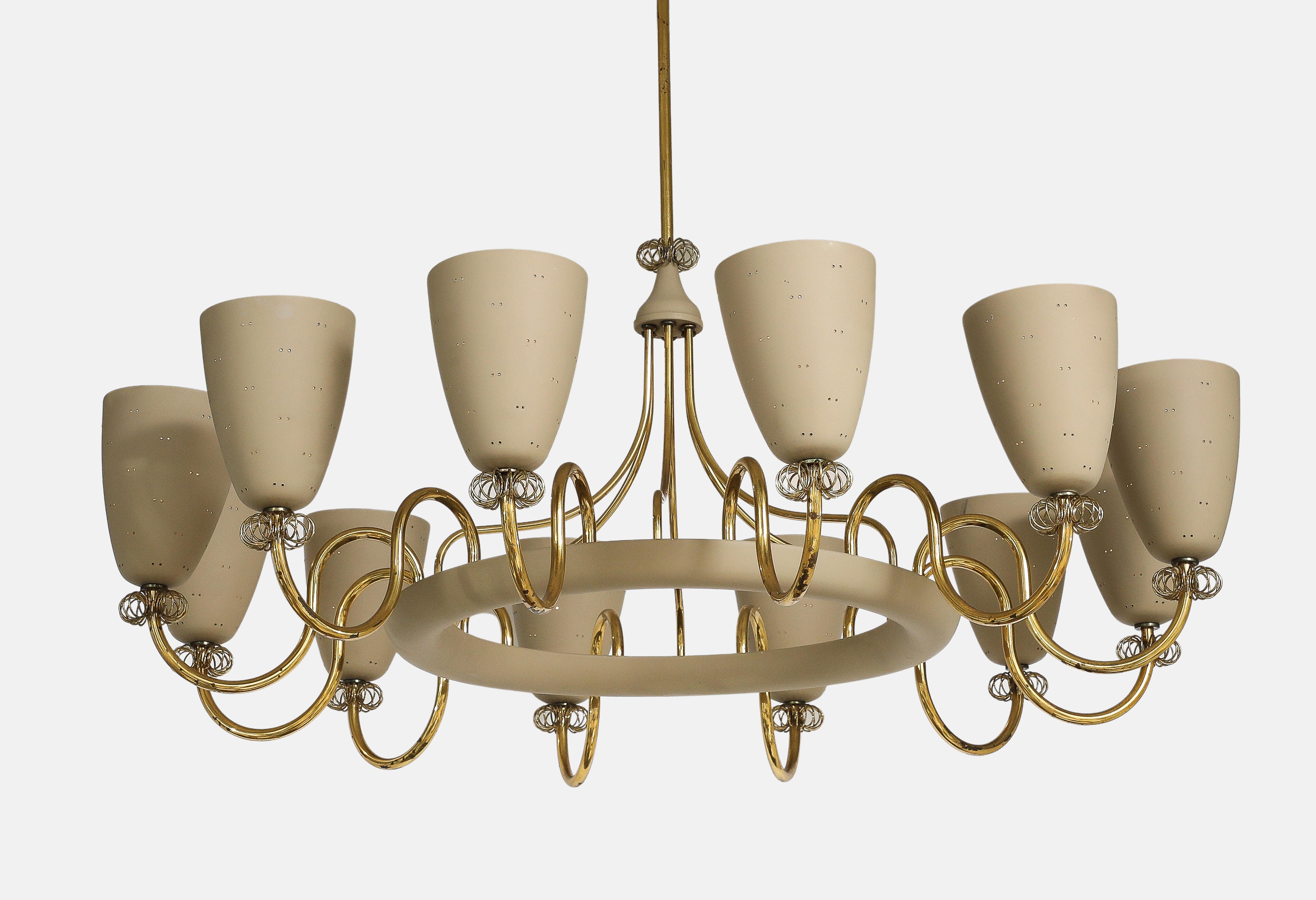 Canadian Paavo Tynell for Lightolier Rare Large Ballerina Twelve-Light Chandelier, 1950s For Sale