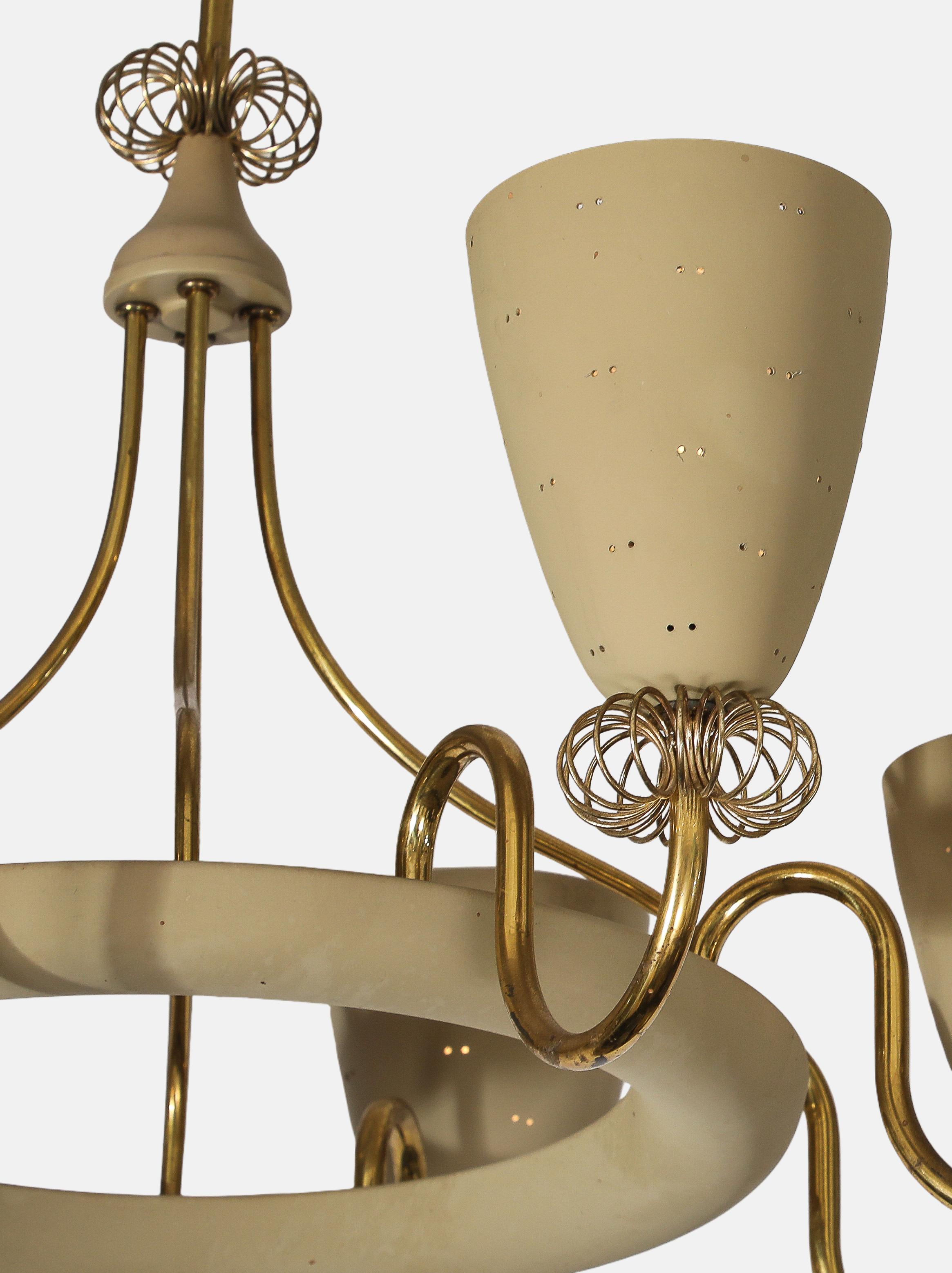 Milieu du XXe siècle Paavo Tynell pour Lightolier Lustre à huit lumières Rare Ballerina, années 1950 en vente