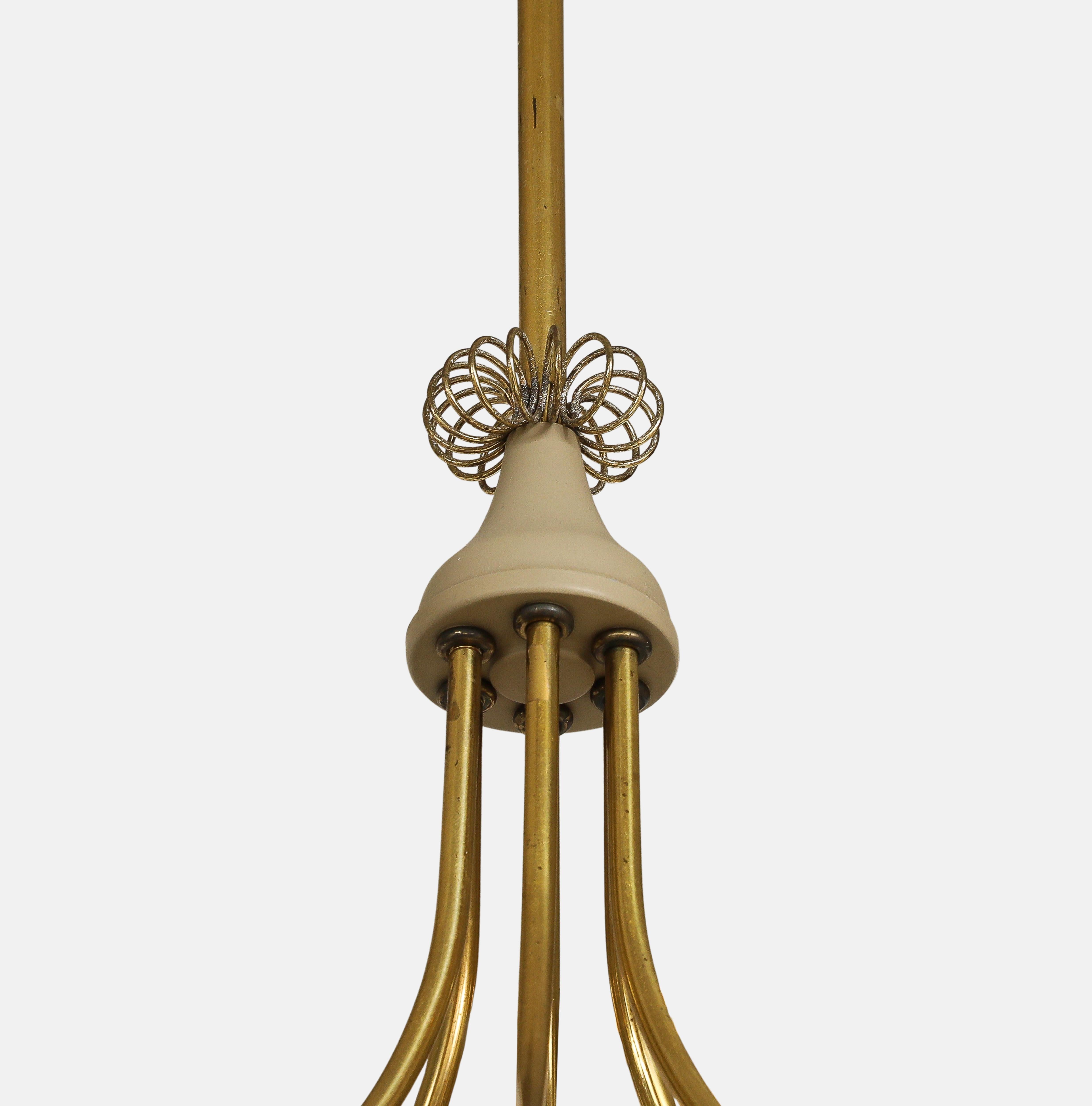 Brass Paavo Tynell for Lightolier Rare Large Ballerina Twelve-Light Chandelier, 1950s For Sale